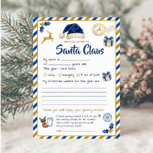 Officiellt brev till Tomte Blue Gold Kids Julkort