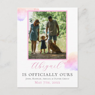 Officiellt familjefoto efter adoption helg vykort