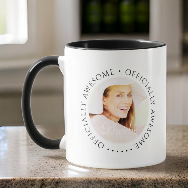 Officiellt Fantastisk Modern Simple Birthday Photo Mugg (Skapare uppladdad)