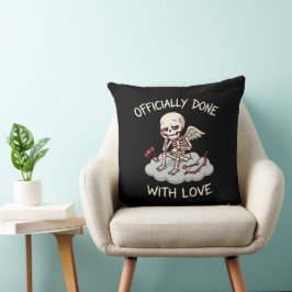 Officiellt Klart Med Skelett Cupid Design Av Kärle Kudde