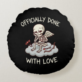 Officiellt Klart Med Skelett Cupid Design Av Kärle Rund Kudde
