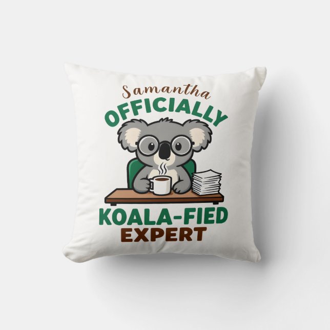 Officiellt Koala-certifierad Expert Rolig Kaffe-sk Kudde (Framsida)