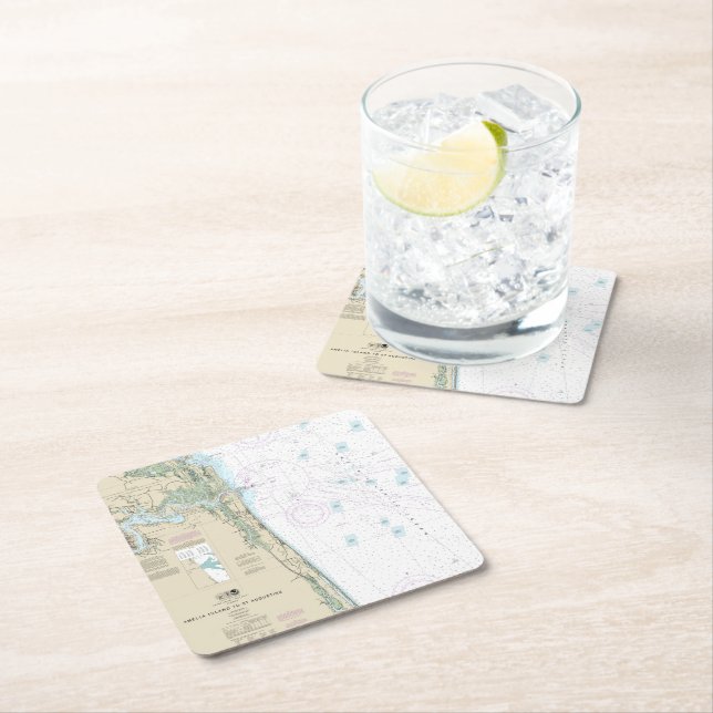 Officiellt Nautical Chart Jacksonville Beach FL Underlägg Papper Kvadrat (Insitu)