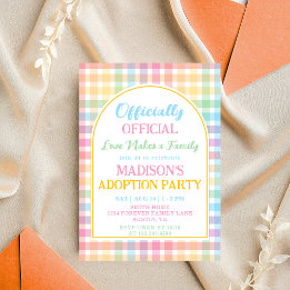 Officiellt officiellt Pastell Plaid Adoption Party Inbjudningar