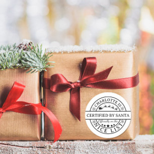 Officiellt på julklappslistan dekal jul tomte runt klistermärke