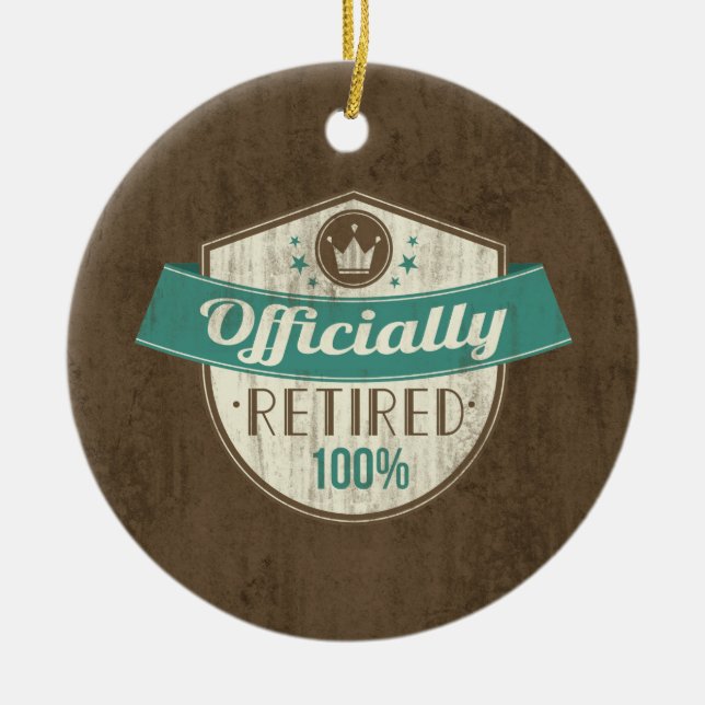 Officiellt pensionerad, 100 % Vintage Pension Julgransprydnad Keramik (Framsidan)