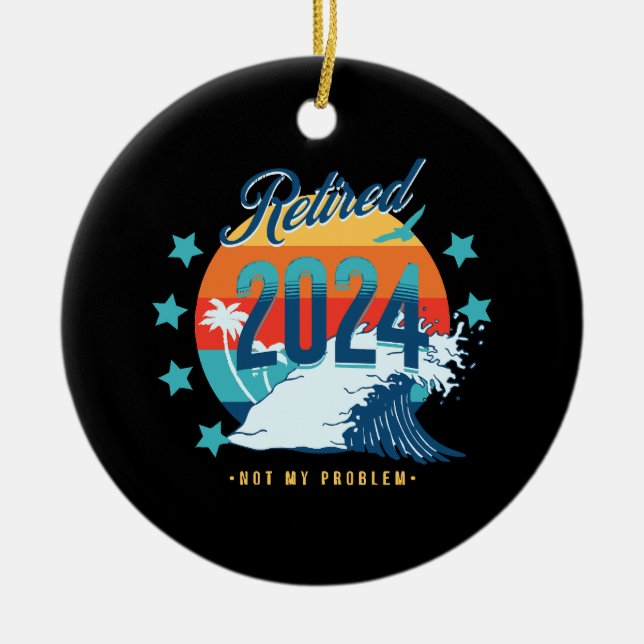 Officiellt pensionerad 2024 julgransprydnad keramik (Framsidan)