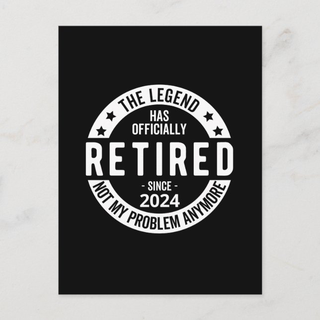 officiellt pensionerad 2024 meddelande vykort (Framsida)