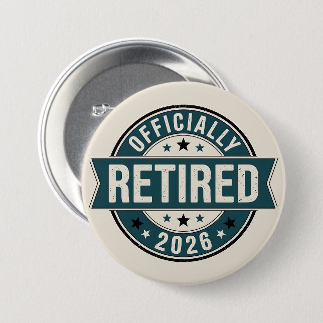 Officiellt pensionerad 2026 knapp (Framsida & baksida)