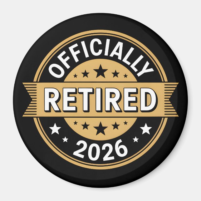 Officiellt pensionerad 2026 magnet (Framsidan)