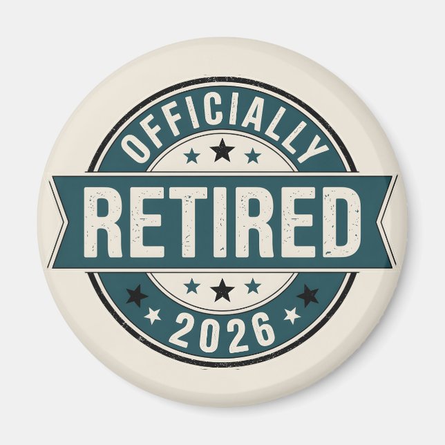 Officiellt pensionerad 2026 magnet (Framsidan)