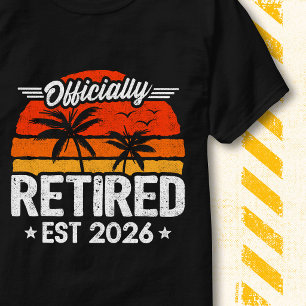 Officiellt Pensionerad 2026 Retro Vintage Solnedgå T Shirt