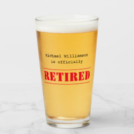 Officiellt pensionerad, anpassad namngåva röd glaskopp