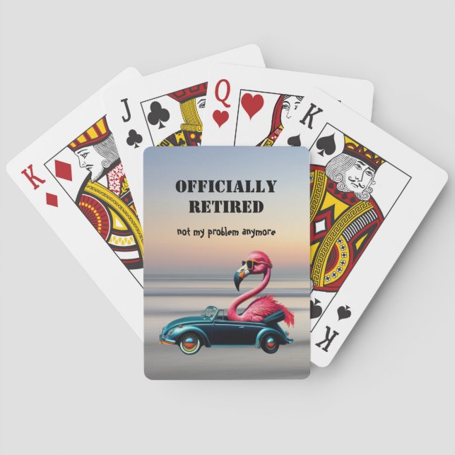 Officiellt pensionerad Rosa Flamingo i konvertibel Casinokort (Baksidan)