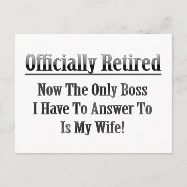 Officiellt pensionerad vykort (Framsida)