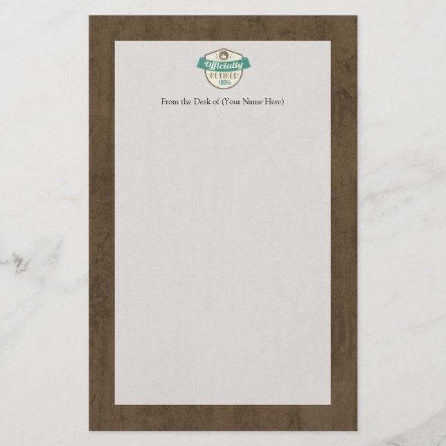 Officiellt pensionerat, 100 procent vintagepension brevpapper (Framsida)