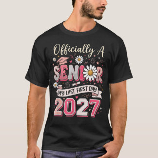 Officiellt senior 2027 Blommig Fira Min Sista T Shirt