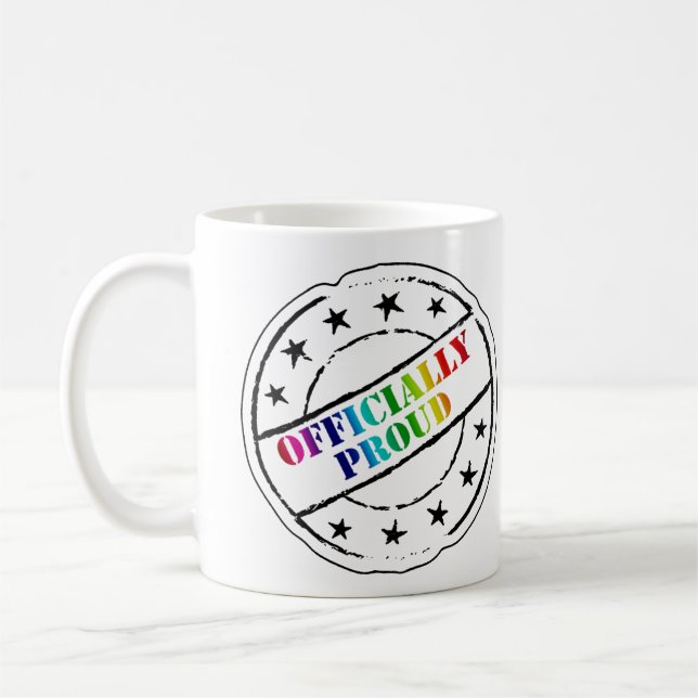 "Officiellt stolt" gay pride Kaffemugg (Vänster)