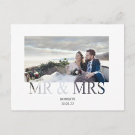 officiellt uttalande av mr & Mrs bröllop Vykort