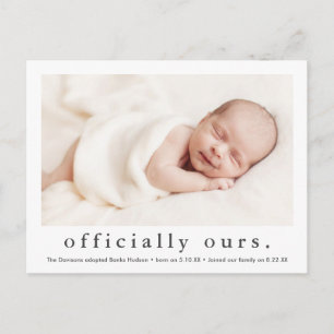 Officiellt Våra Minimal Fotoadoption Vykort