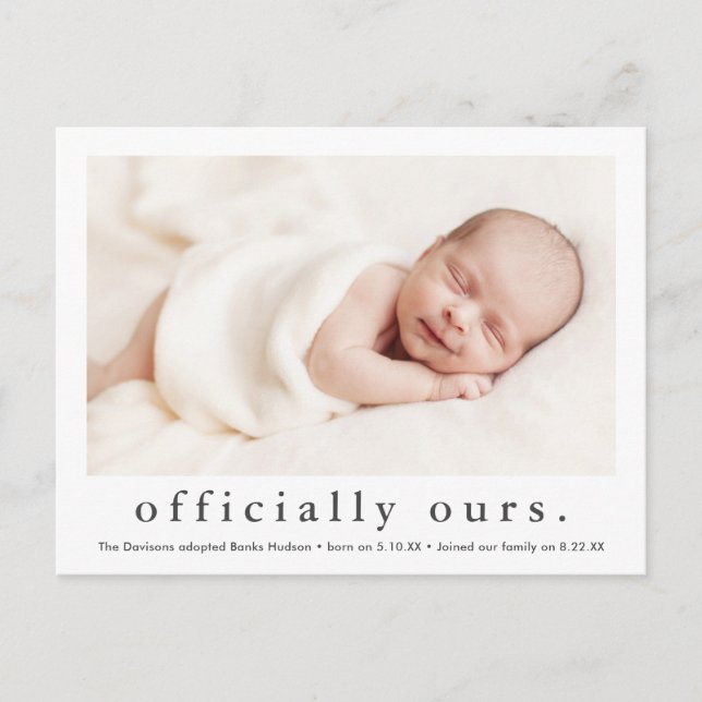 Officiellt Våra | Minimal Fotoadoption  Vykort (Framsida)