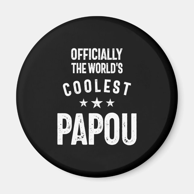 Officiellt världens Coolest Papou | Far Gift Magnet (Framsidan)
