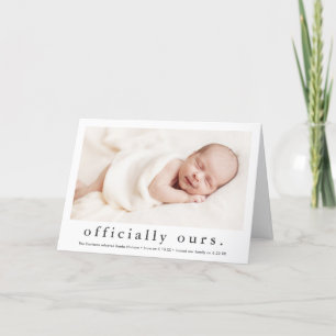 Officiellt Vårt Minimalistiskt Fotoadopteringskort Meddelande