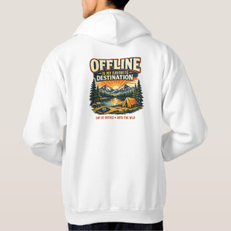 Offline är min favoritdestination Camping Hoodie