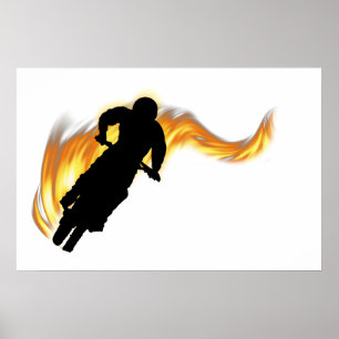 Offline Dirt Bike med Flames Poster