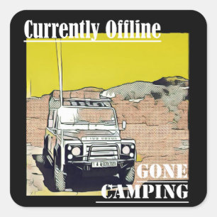Offline-etikett för Borta campingbil Fyrkantigt Klistermärke