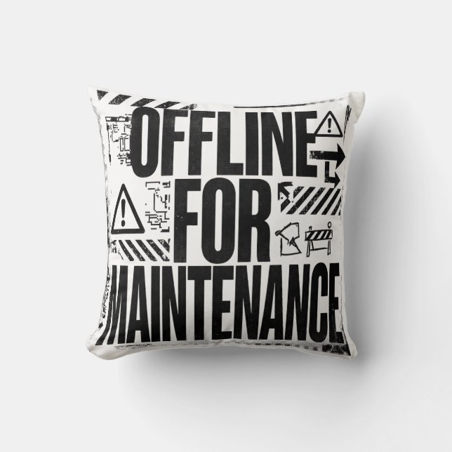 OFFLINE FÖR UNDERHÅLL | Brutalistisk typografi Hum Kudde (Framsida)