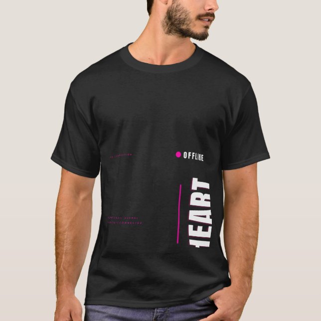 Offline Heart Tech Typografi Design T Shirt (Framsida)