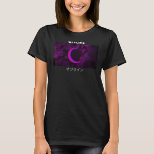 Offline Lila Måne Vaporwave Aesthetic Goth T Shirt