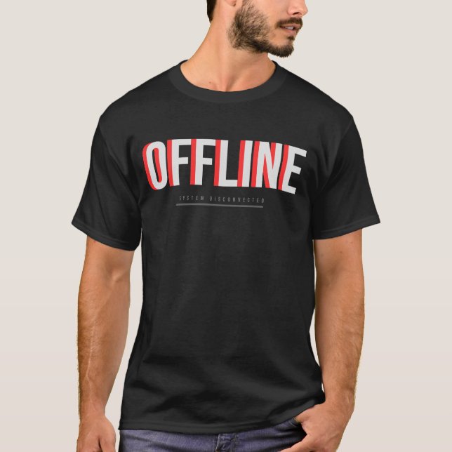 Offline Tech Typografi Design T Shirt (Framsida)