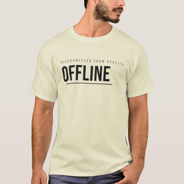Offline Tech Typografi Design T Shirt (Framsida)