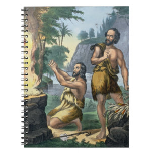 Offret av Cain och Abel, från ett bibeltryck Anteckningsbok Med Spiral