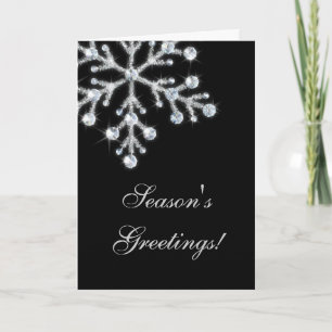 Offset Crystal Snowflake Helgdag Card (svart) Helgkort