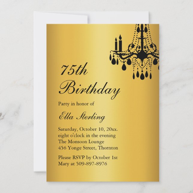 Offset Grand Ballroom Birthday-inbjudan guld Inbjudningar (Framsida)