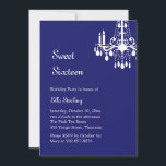 Offset Grand Ballroom Birthday-inbjudan (indigo) Inbjudningar<br><div class="desc">En giglistat chandelier och parisisk formaterad typ anger tonen för inbjudan och händelsen. Det visas på den grundläggande pappra,  men jag föreslår att den metalliska is som är papper för tillsatt glitz skärps.</div>