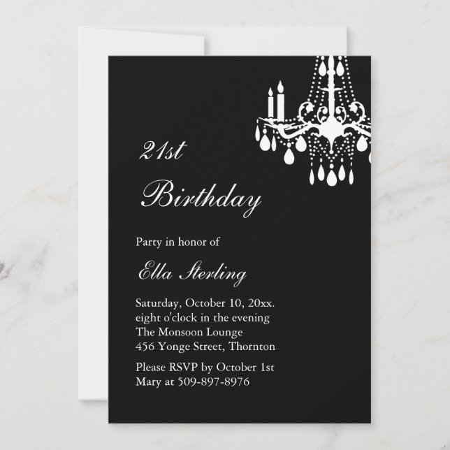 Offset Grand Ballroom Birthday-inbjudan (svart) Inbjudningar (Framsida)