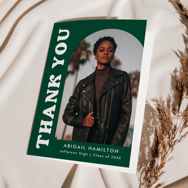 Offset Grönt Arch 4 Photo Studenten Tack Kort (Skapare uppladdad)