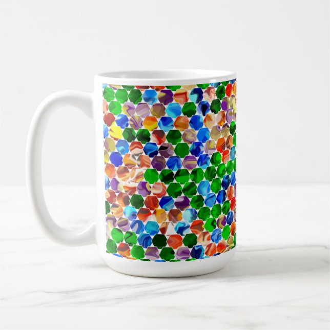 Offset Hexagons Swirl 15 oz Mugg (Vänster)