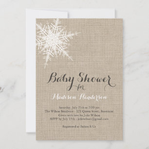 Offset Rustic Snowflake Baby Shower-inbjudan Inbjudningar