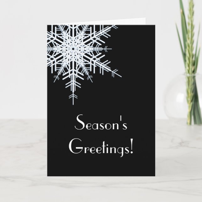 Offset Snowy Black Snowflake Helgdag Card Helgkort (Framsida)