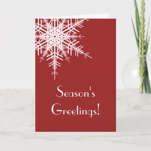 Offset Snowy Red Snowflake Helgdag Card Helgkort (Framsida)