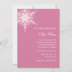 Offset Snowy Rosa Baby Shower Inbjudan