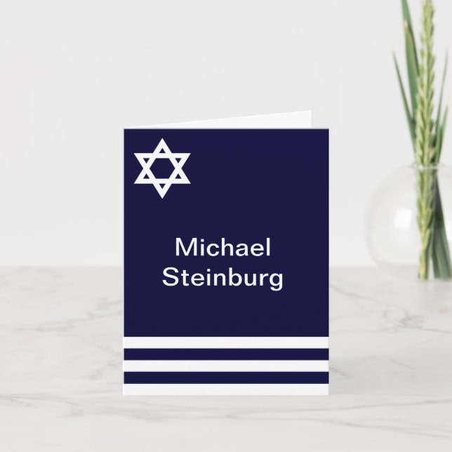 Offset- tack för blåttpubMitzvah personlig Kort (Framsida)