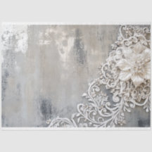 Offwhite blomsterbroderi i silverpatina