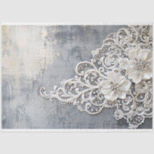 Offwhite blomsterbroderi i silverpatina