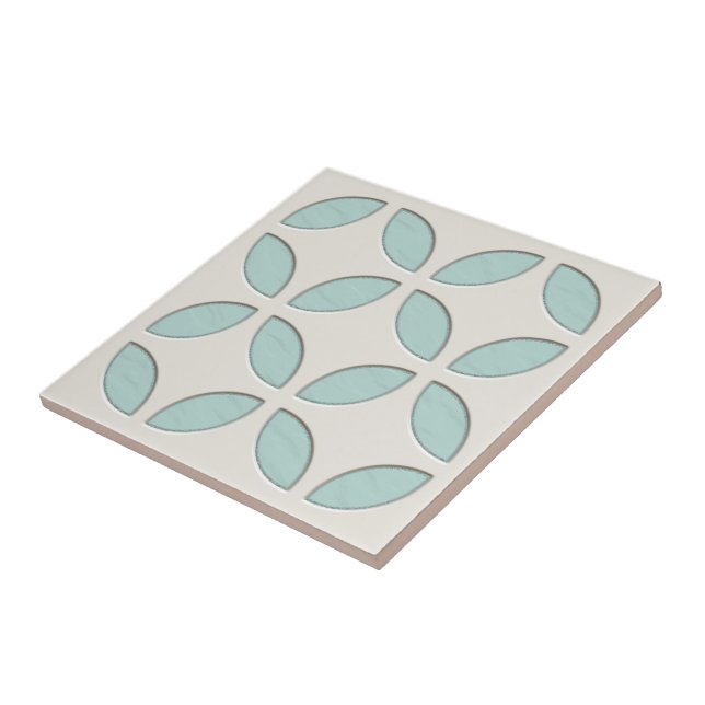 OffWhite Grått Seafoam Grönt Ethnic Mosaic Art Kakelplatta (Sidan)